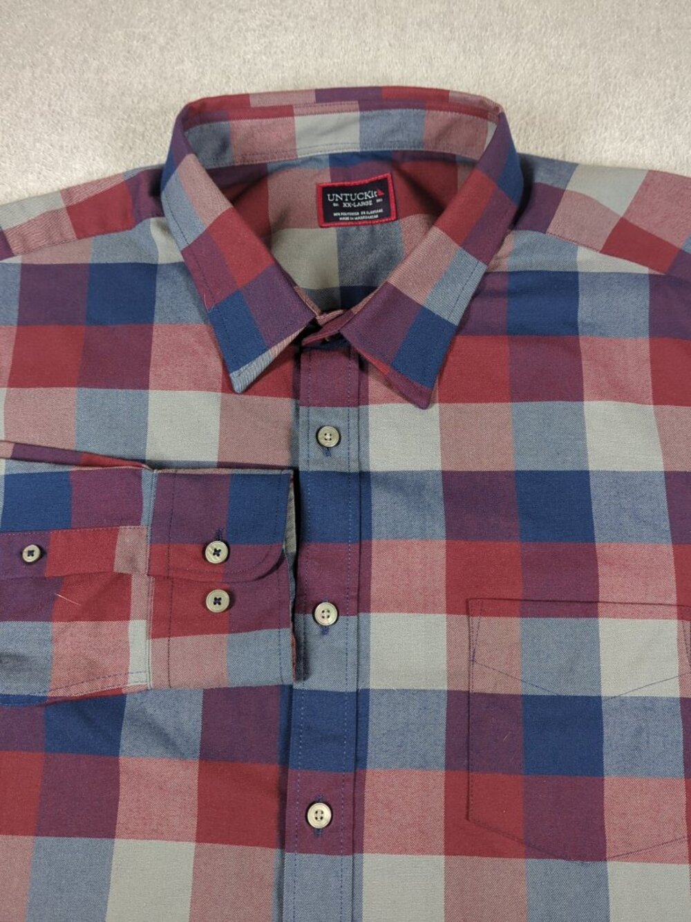 Untuckit Shirt Mens 2XL Plaid Long Sleeve Performance Flannel Button Up Piemonte